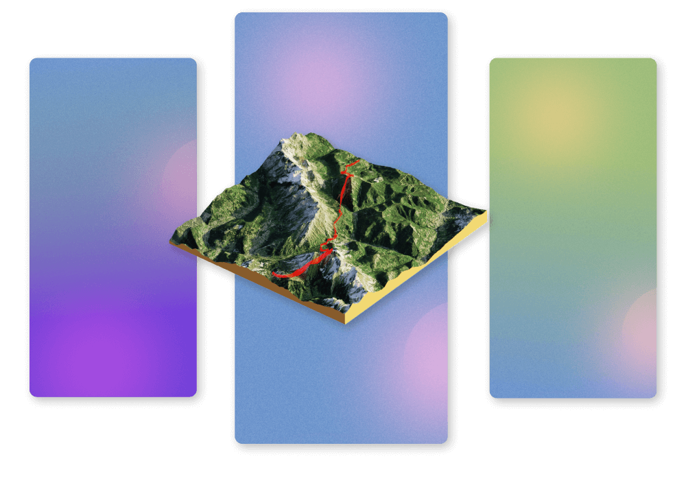 gps track turning into a 3d mountain