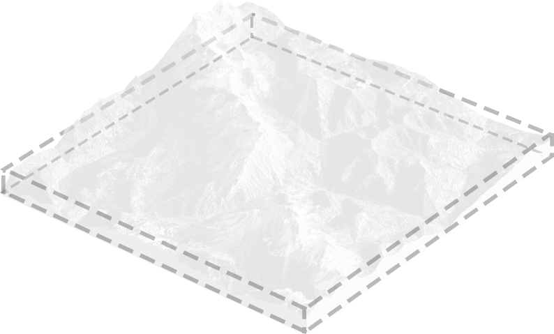 an semi-transparent ismotric view of a mountain